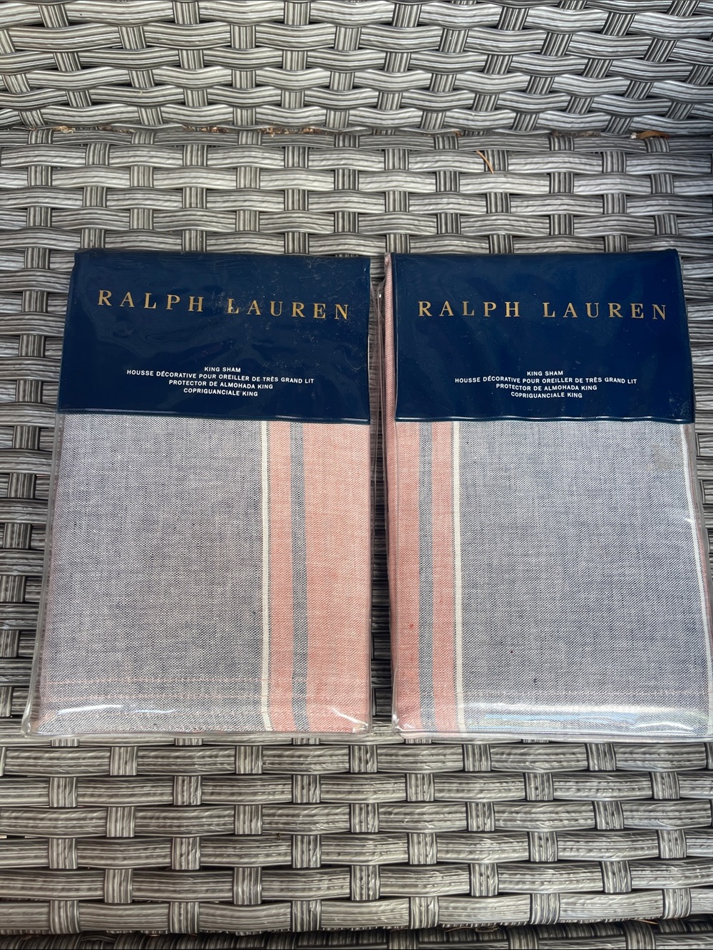 NWT Ralph Lauren Oakview Striped 20x36 in. King Shams